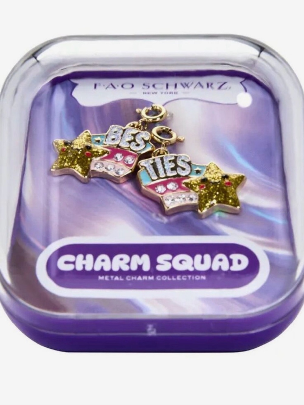 FAO Schwarz Besties Star Gold Pink Blue Enamel Charm Set